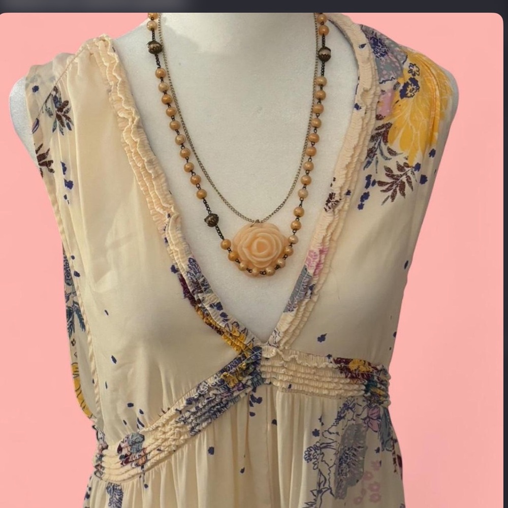 Free People floral ruffle dress – blush peach boho 🌸 - Picture 5 of 7